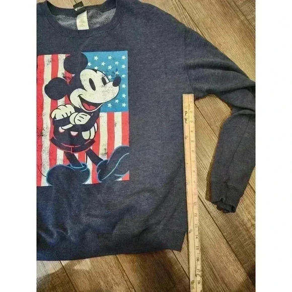 Disney Mickey Mouse American Flag Blue Sweater Pullover 90's  XL UNISEX - Picture 6 of 7